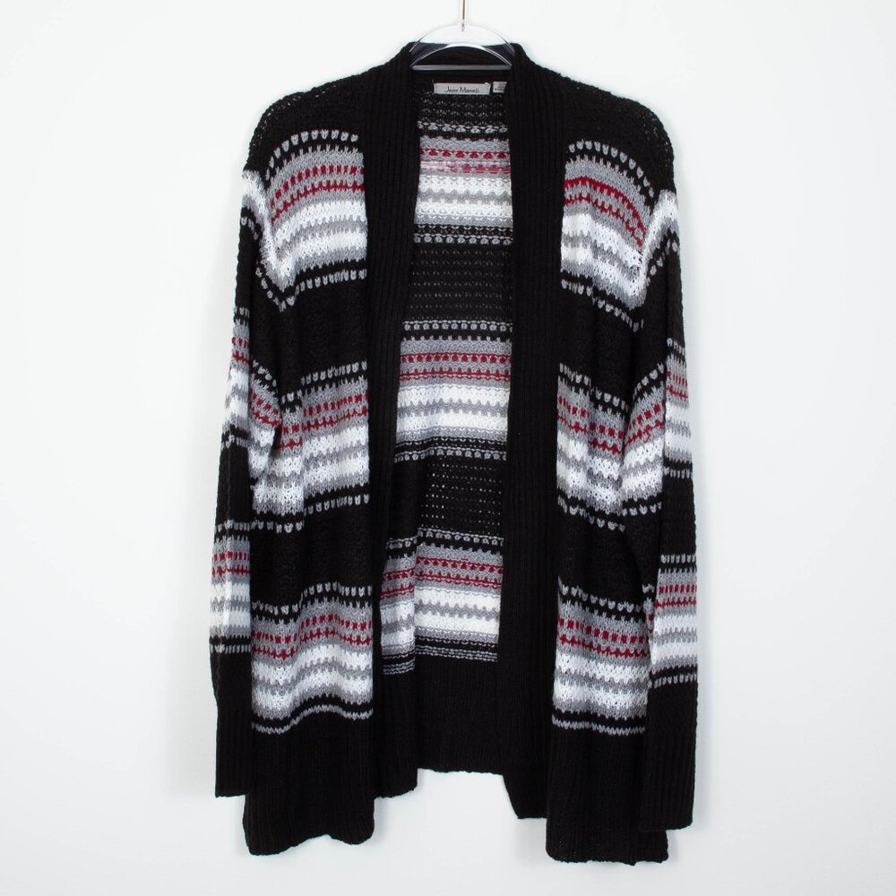 Jason Maxwell Womens Striped Open Front Long Cardigan Size 2X Cozy Boho